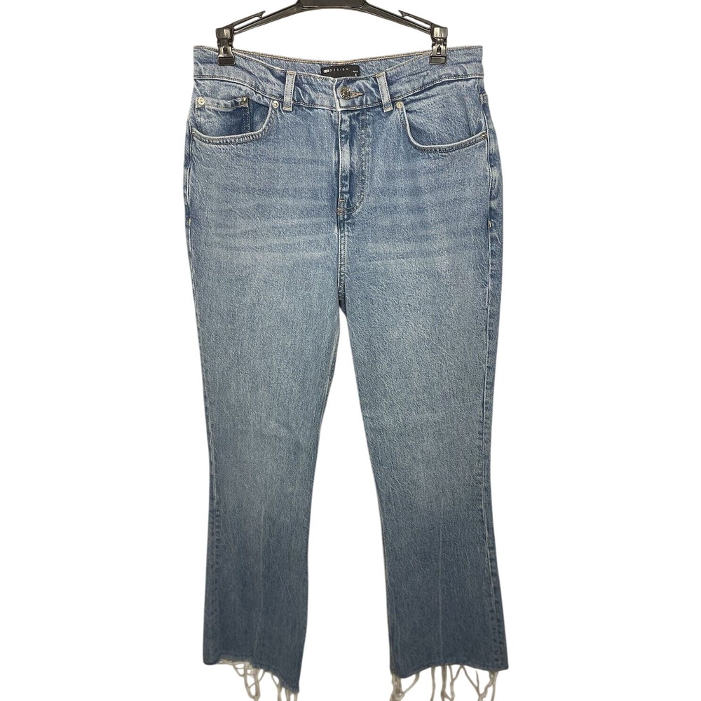 ASOS Design Jeans Womens 30/28 Blue Petite High Rise Raw Hem Straight Leg